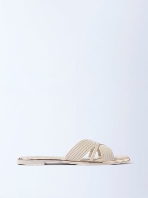 LUNA BLU Ivory Multi-Strap Slides