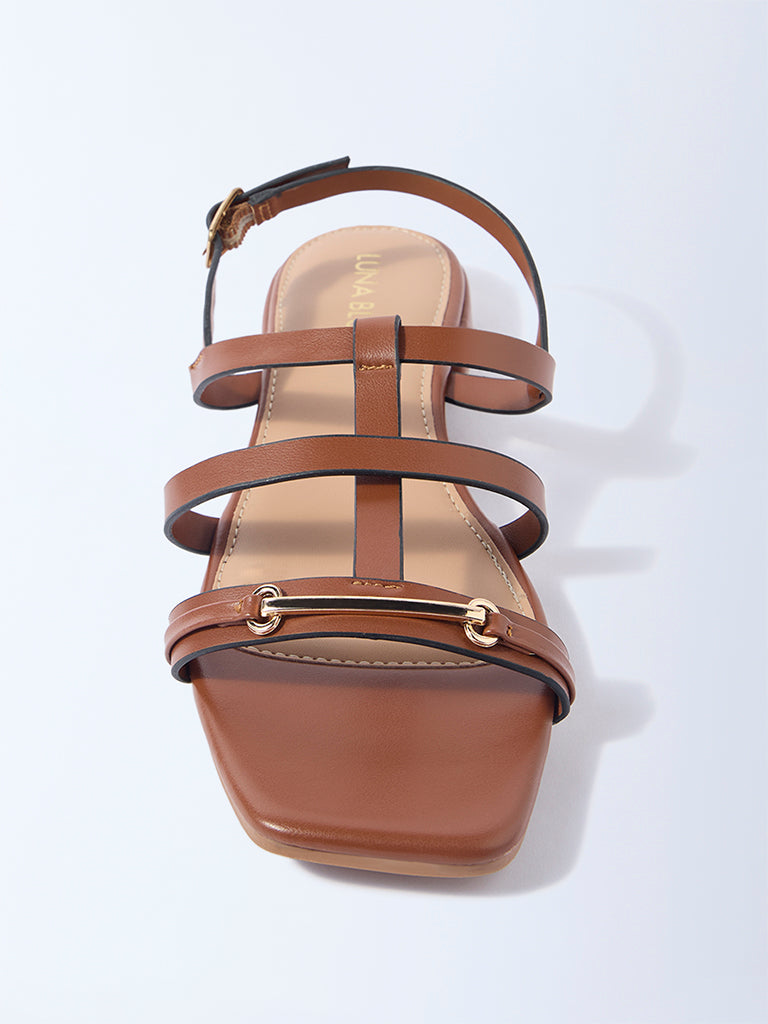 LUNA BLU Tan Multi-Strap Gladiator Sandals - Image 3