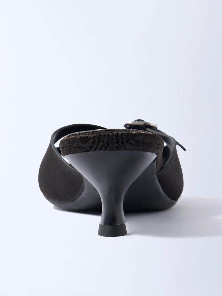 LUNA BLU Black Diamante-Detailed Kitten-Heel Sandals - Image 3