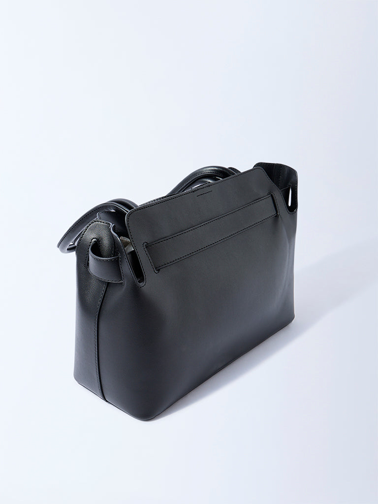 Westside Black Buckle-Detailed Tote Bag - Image 2