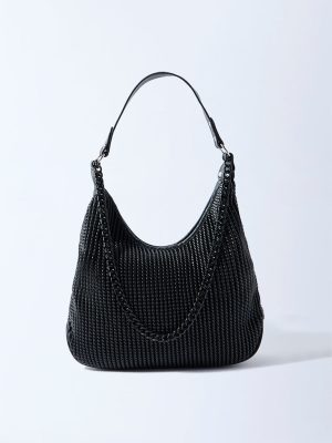 Westside Black Self-Textured Shoulder Bag