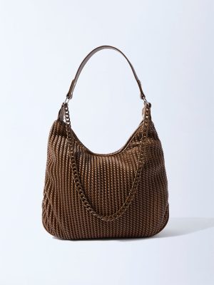 Westside Brown Self-Textured Shoulder Bag