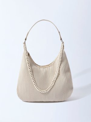 Westside Off-White Self-Textured Shoulder Bag