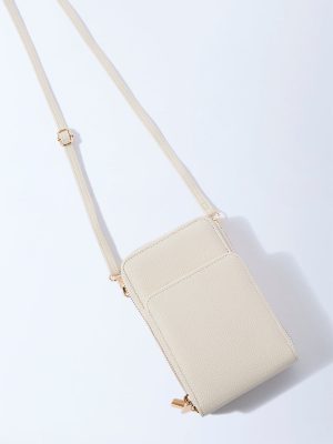 Westside Off-White Textured Wallet-Style Sling Bag