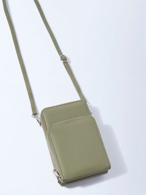 Westside Olive Textured Wallet-Style Sling Bag