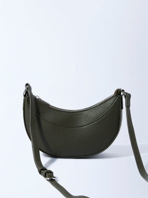 Westside Olive Textured Saddle Bag