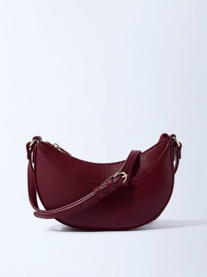 Westside Burgundy Textured Saddle Bag