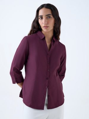 Wardrobe Plum Solid Shirt