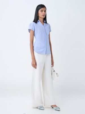 Wardrobe Light Blue Polka Dotted Shirt