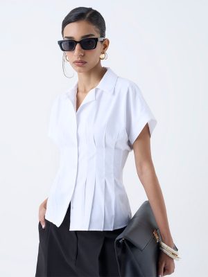 Wardrobe White Pleated Shirt