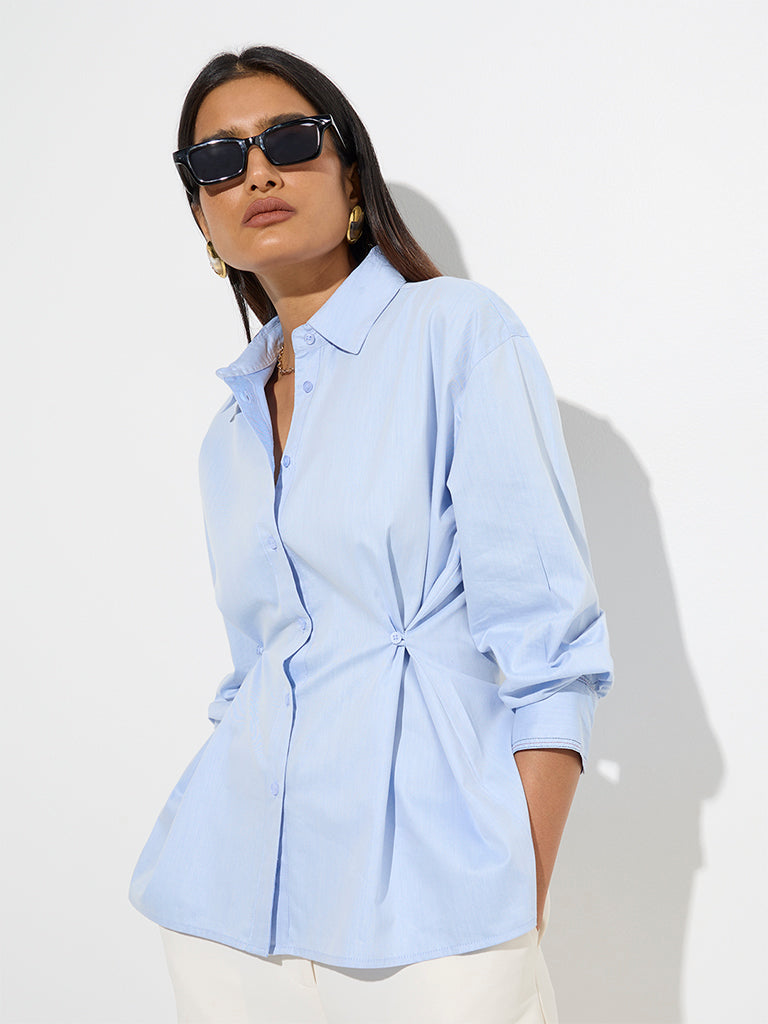 Wardrobe Light Blue Cotton-Blend Shirt