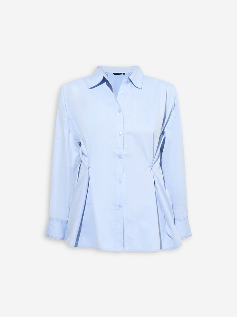 Wardrobe Light Blue Cotton-Blend Shirt - Image 5