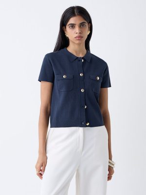 Wardrobe Navy Solid Top