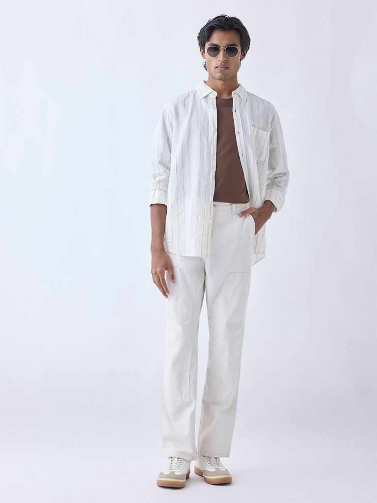 WES Casuals Off-White Relaxed-Fit Cotton-Blend Shirt - Image 2