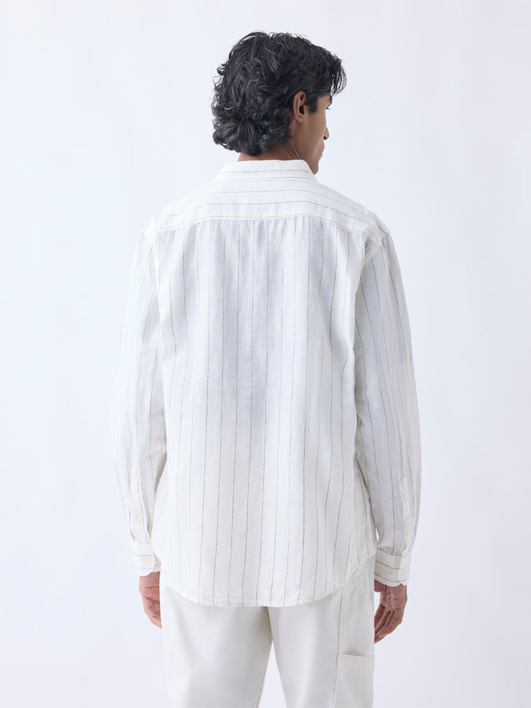 WES Casuals Off-White Relaxed-Fit Cotton-Blend Shirt - Image 4