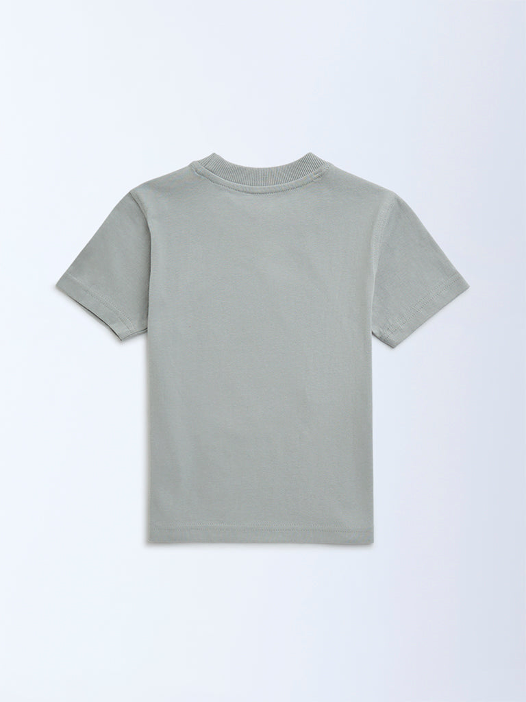 HOP Kids Grey Soccer-Inspired Cotton T-Shirt - Image 4