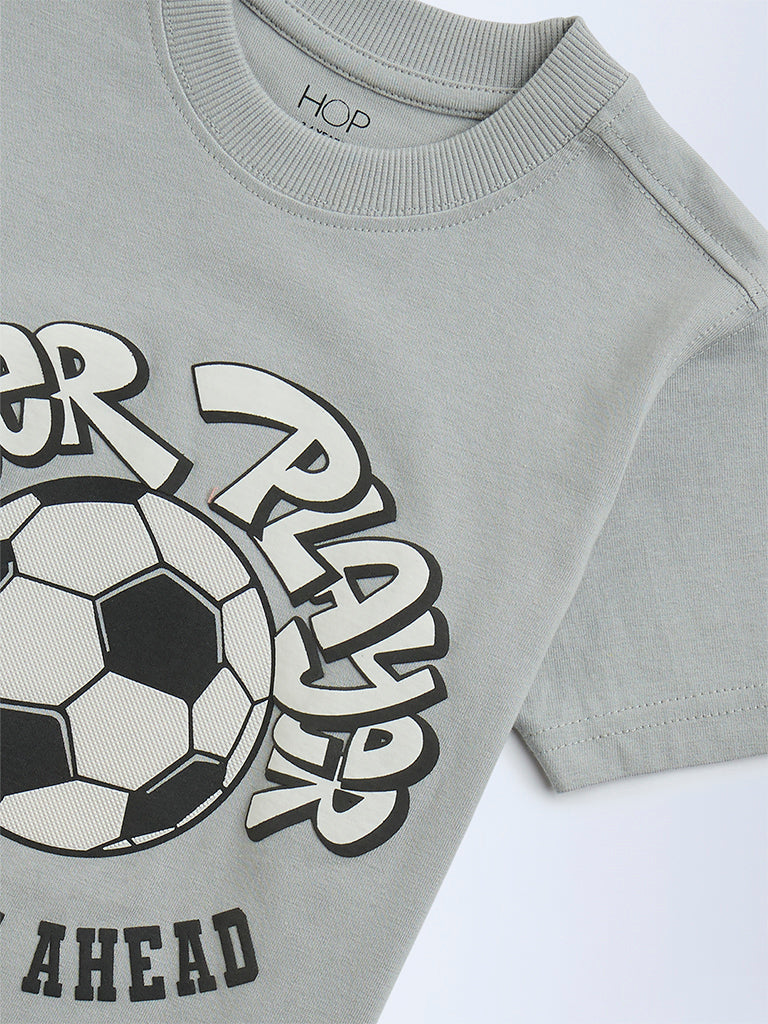 HOP Kids Grey Soccer-Inspired Cotton T-Shirt - Image 5