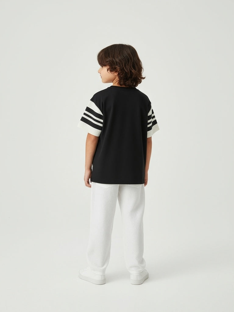 HOP Kids Black Typographic Cotton T-Shirt - Image 3