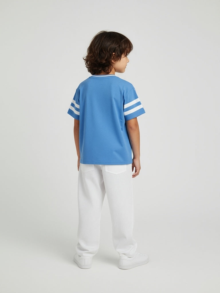 HOP Kids Blue Baseball-Themed Cotton T-Shirt - Image 3
