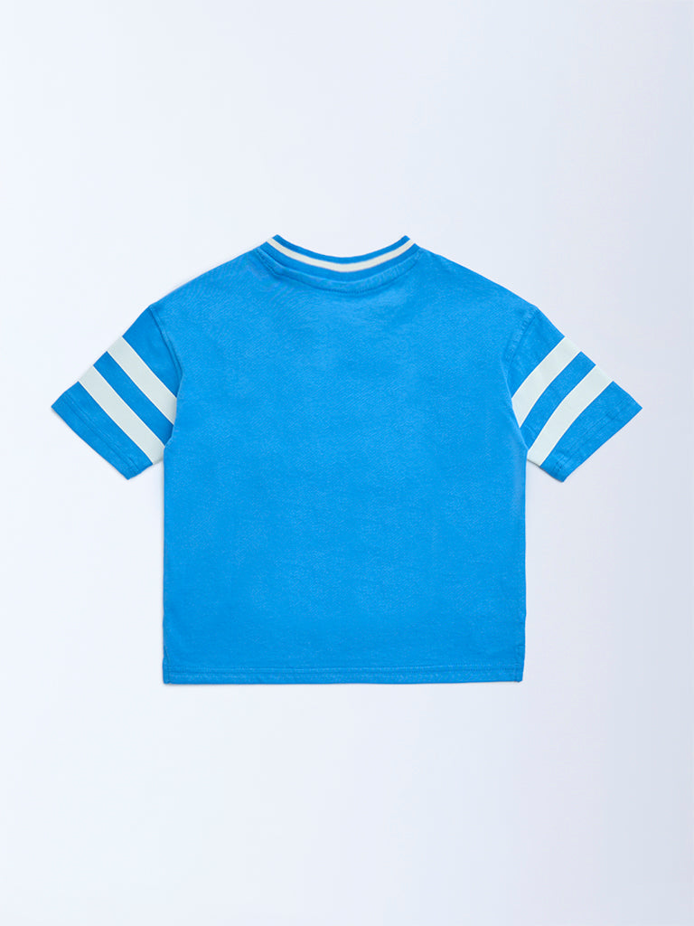 HOP Kids Blue Baseball-Themed Cotton T-Shirt - Image 5