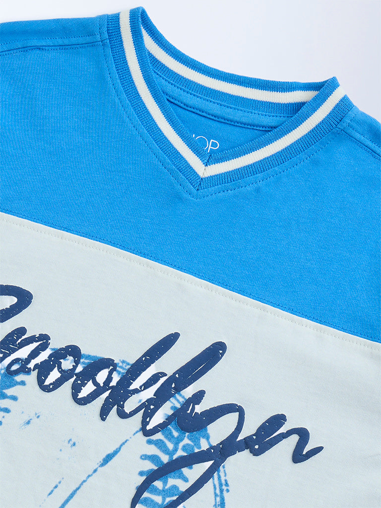 HOP Kids Blue Baseball-Themed Cotton T-Shirt - Image 6