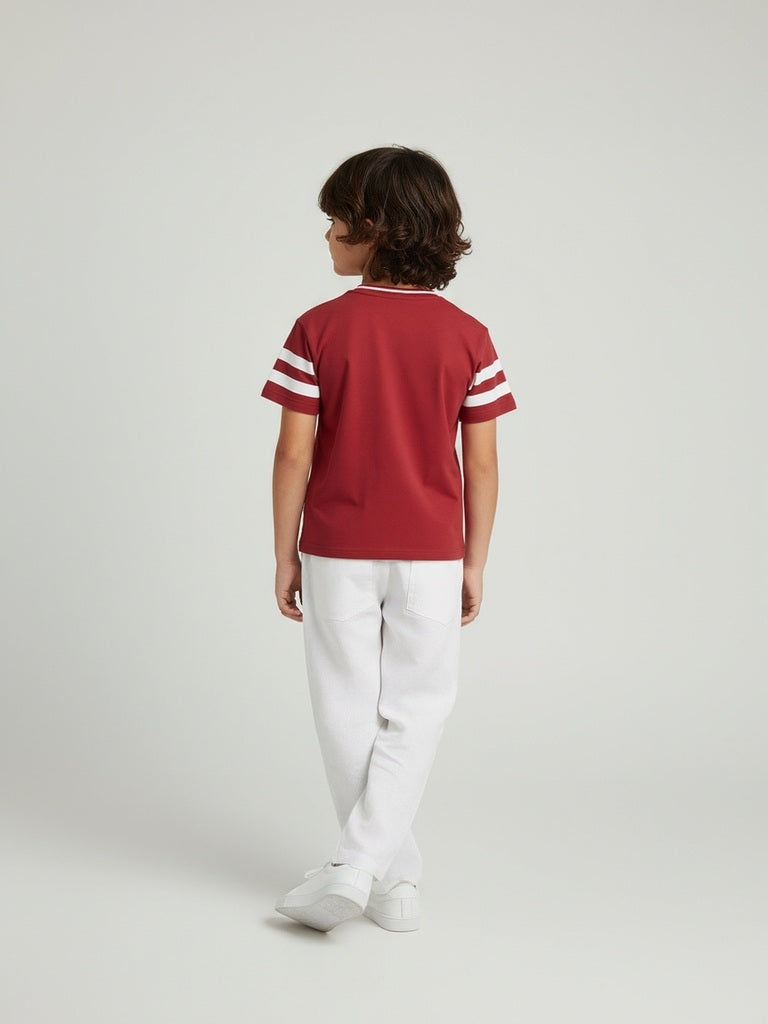 HOP Kids Red Text Design Cotton T-Shirt - Image 3