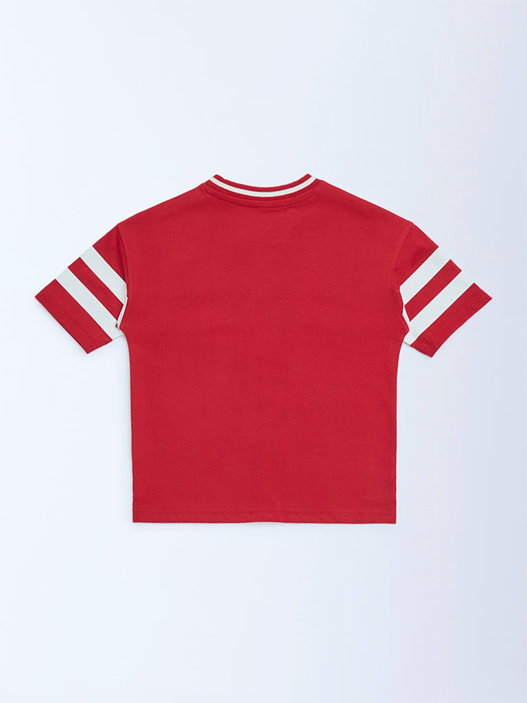 HOP Kids Red Text Design Cotton T-Shirt - Image 5
