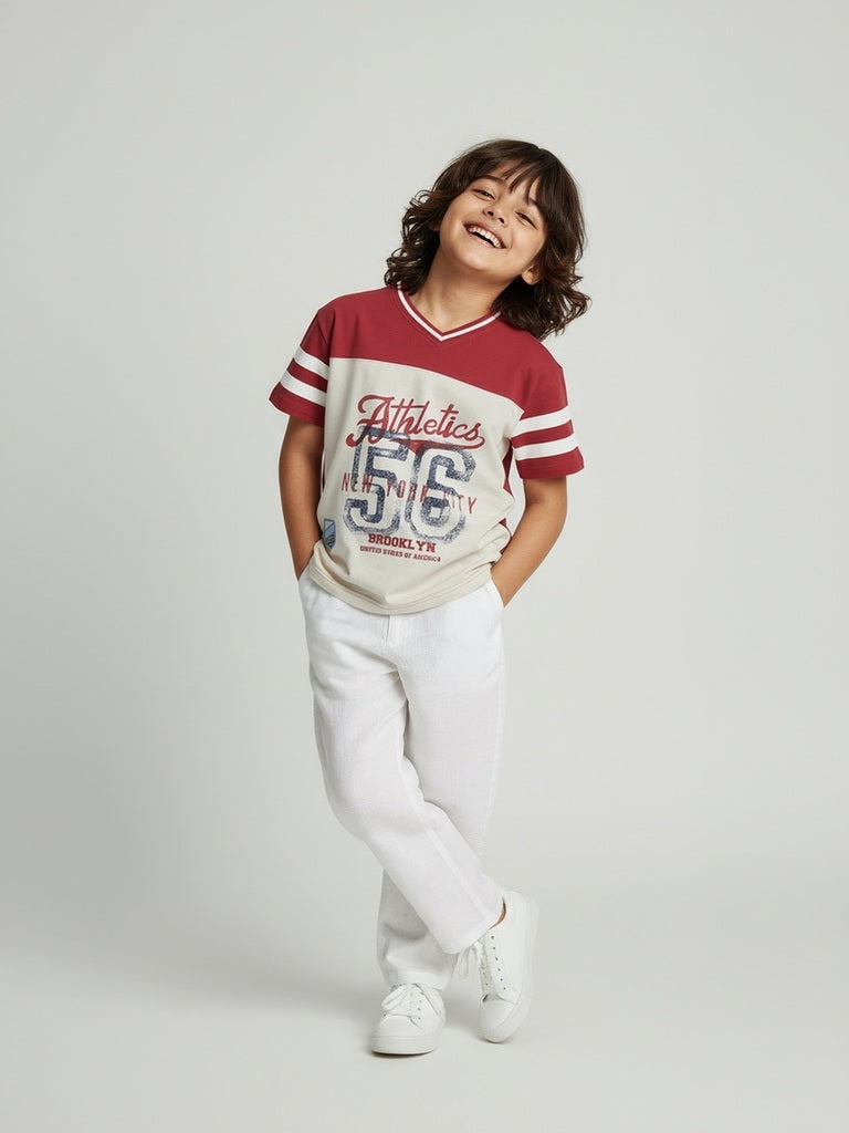 HOP Kids Red Text Design Cotton T-Shirt