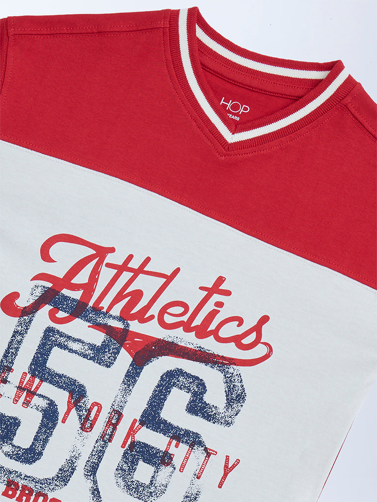 HOP Kids Red Text Design Cotton T-Shirt - Image 6