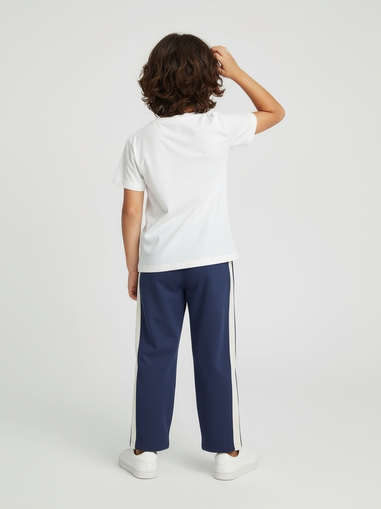 HOP Kids Navy Striped Mid-Rise Cotton Trousers - Image 3