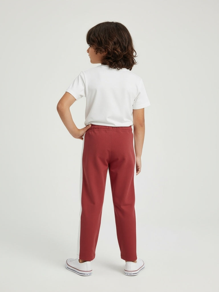 HOP Kids Red Striped Mid-Rise Cotton Trousers - Image 3