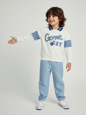 HOP Kids Off-White Text Pattern Cotton Sweatshirt