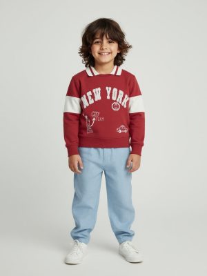 HOP Kids Red Typographic Cotton Sweatshirt