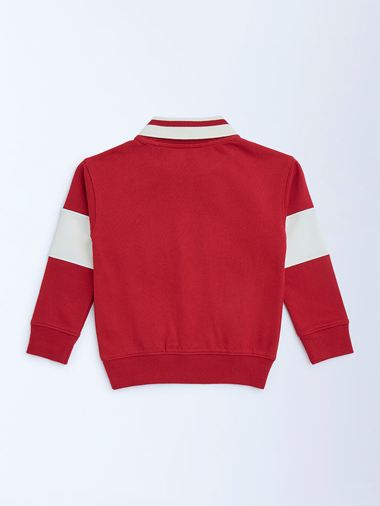 HOP Kids Red Typographic Cotton Sweatshirt - Image 4
