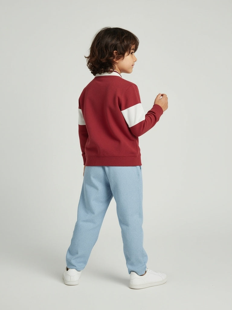 HOP Kids Red Typographic Cotton Sweatshirt - Image 3