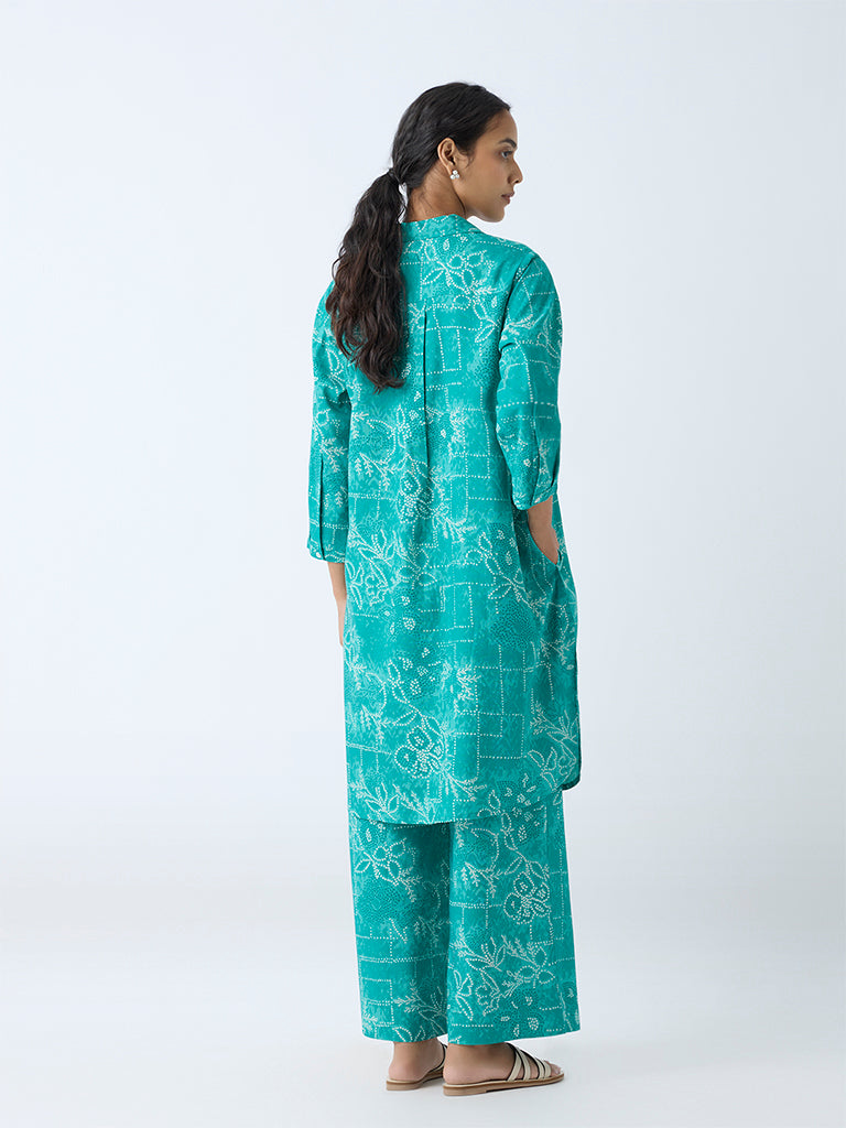 Utsa Aqua Bandhani Design Straight Kurta - Image 4