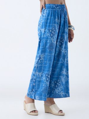 Utsa Blue Bandhani Pattern Palazzos