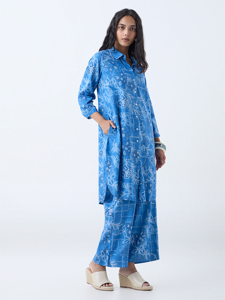 Utsa Blue Bandhani Pattern Palazzos - Image 2