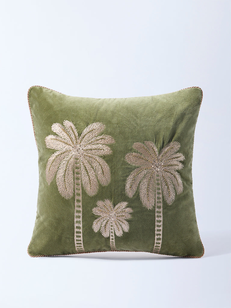 Westside Home Sage Tropical Embroidered Cushion Cover