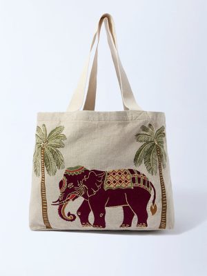 Westside Home Multicolour Elephant Design Tote Bag