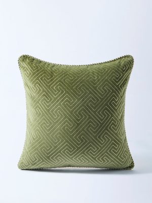 Westside Home Olive Geometric Design Cushion Cover