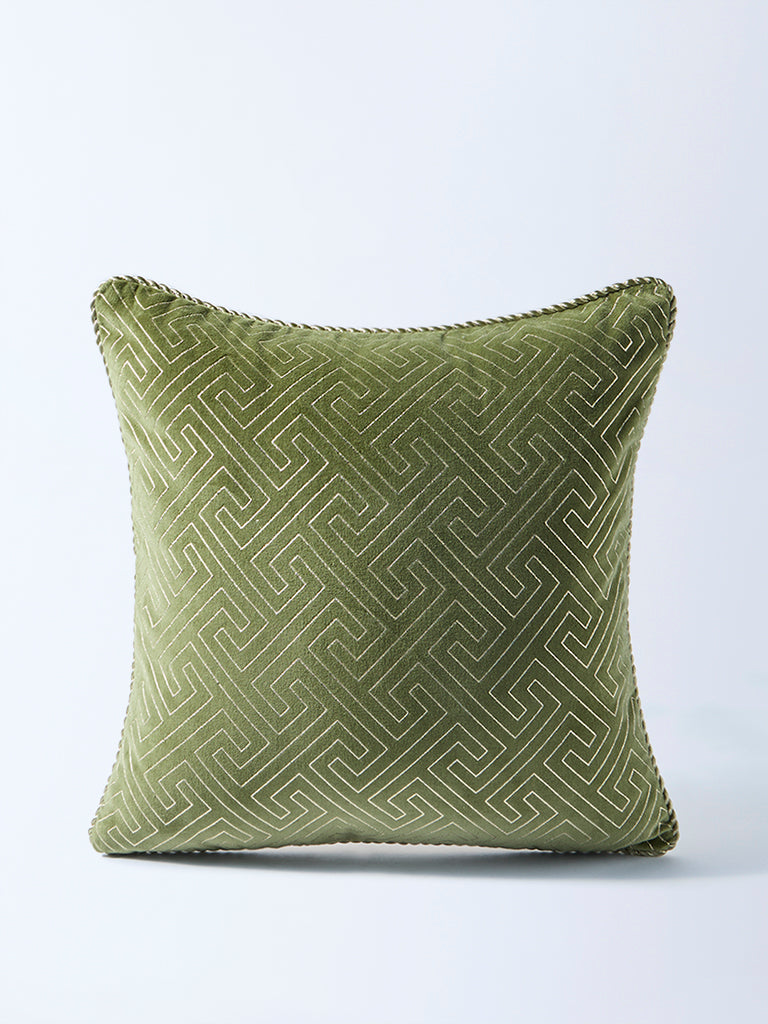 Westside Home Olive Geometric Design Cushion Cover