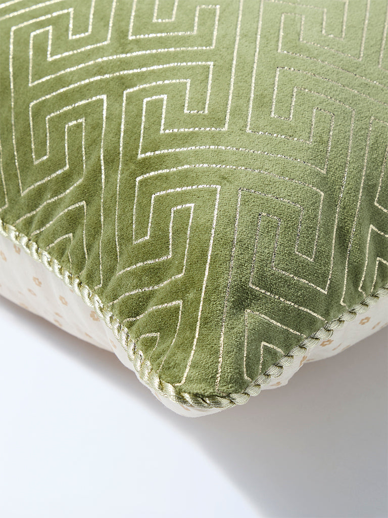 Westside Home Olive Geometric Design Cushion Cover - Image 3