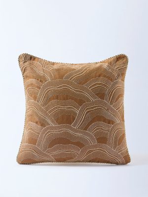 Westside Home Brown Shell Embroidered Cushion Cover