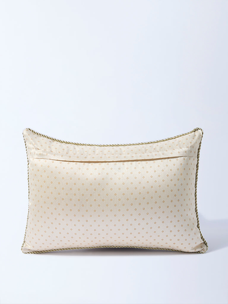 Westside Home Brown Zari Leaf Embroidered Cushion Cover - Image 2