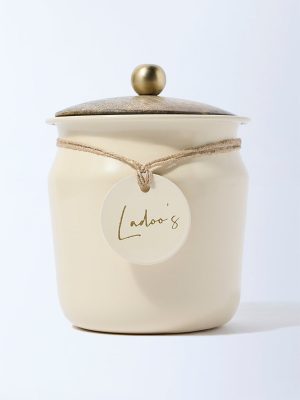 Westside Home Cream Mithai and Ladoo Jar with Lid