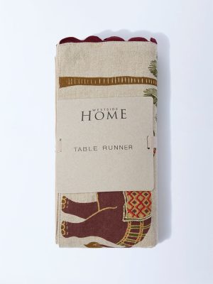 Westside Home Beige Elephant Design Table Runner