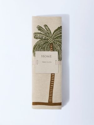 Westside Home Beige Tropical Design Table Cloth
