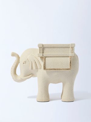 Westside Home Cream Marble Mix Elephant Decorative Object