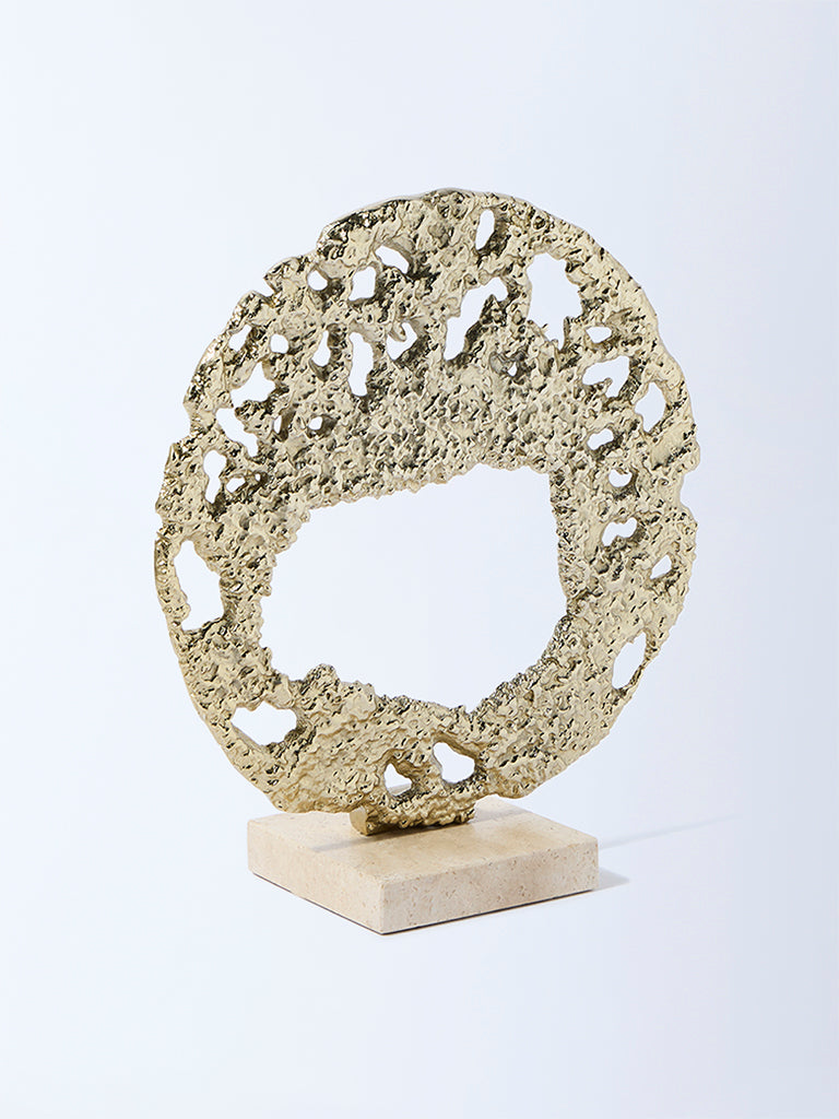 Westside Home Gold Textured Decorative Object on Stand - Image 2